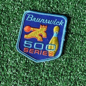 Vintage Brunswick Bowling Series 500 Embroidered Patch Blue 3.25x2.5 NWOT